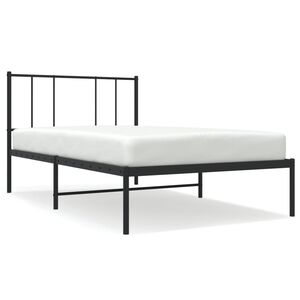 vidaXL Cadre de lit m&eacute;tal sans matelas avec t&ecirc;te de lit noir 100x200cm