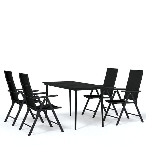 vidaXL Ensemble à manger de jardin 5 pcs Noir