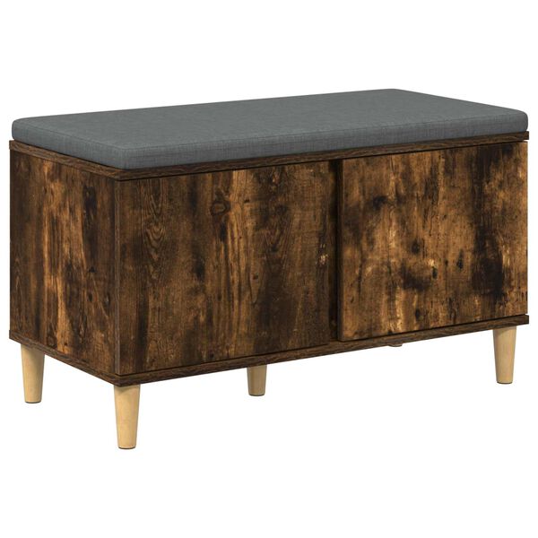 vidaXL Banc d'entr&eacute;e avec coussin Ch&ecirc;ne fum&eacute; 80 x 38 x 46 cm