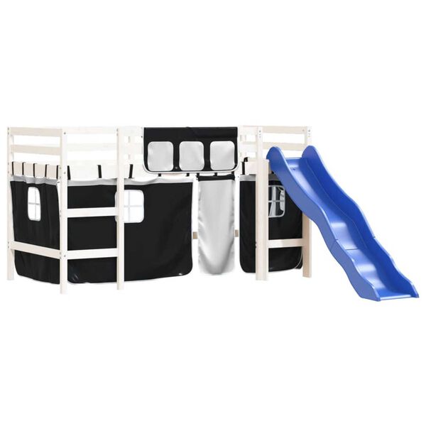 vidaXL Lit mezzanine enfants avec rideaux sans matelas 90x190 cm