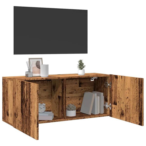 vidaXL Meuble TV mural vieux bois 100x30x41 cm