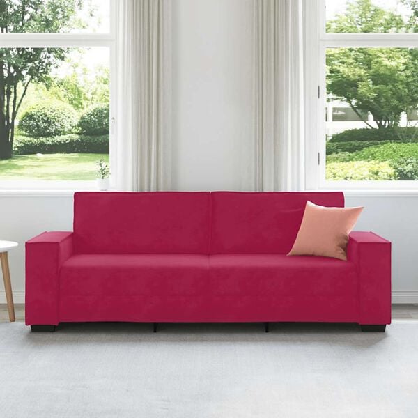 vidaXL Canap&eacute; &agrave; 3 places Rouge bordeaux 220x78x84 cm Velours