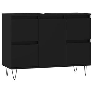 vidaXL Armoire de salle de bain noir 80x33x60 cm bois d'ing&eacute;nierie