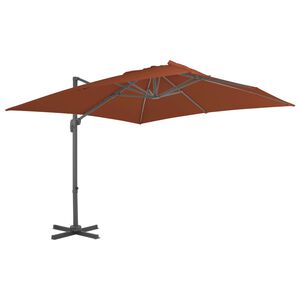 vidaXL Parasol de jardin d&eacute;port&eacute; avec m&acirc;t en aluminium Terre cuite 400 x 300 cm
