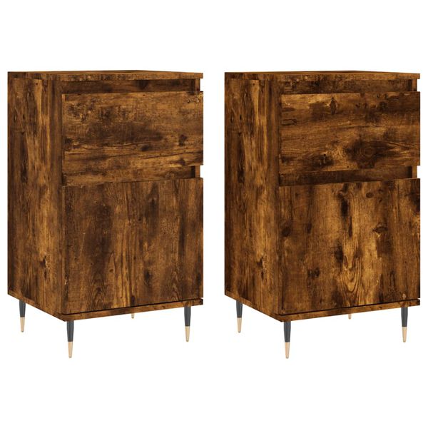 vidaXL Buffets 2 pcs ch&ecirc;ne fum&eacute; 40x35x70 cm bois d'ing&eacute;nierie