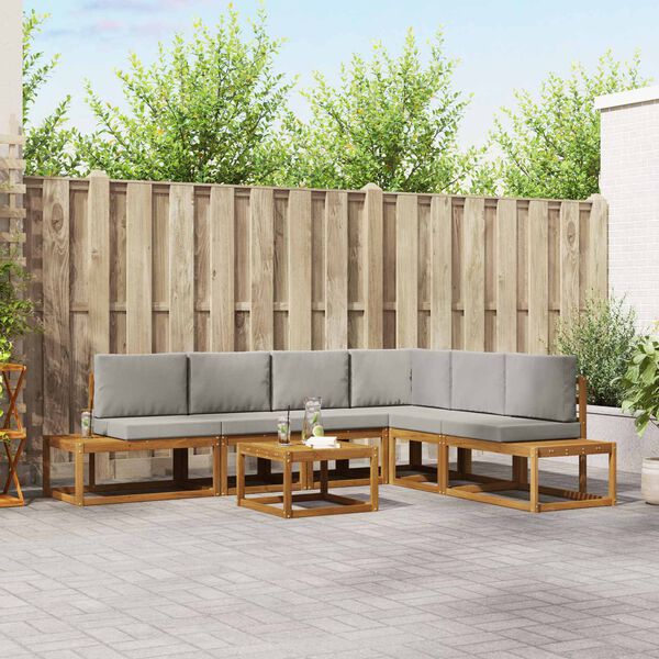 vidaXL Ensemble de canap&eacute;s d'ext&eacute;rieur 7 Pi&egrave;ce Gris Naturel et Clair