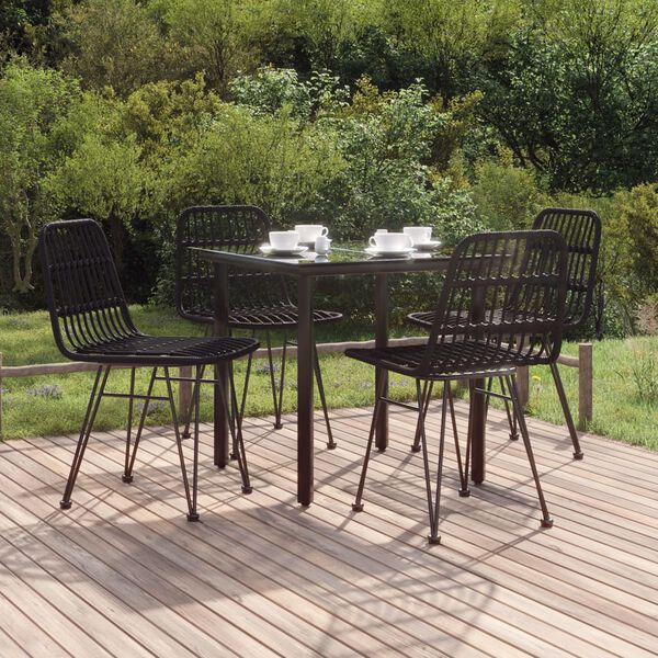 vidaXL Ensemble à manger de jardin 5 pcs Noir Résine tressée