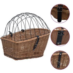 vidaXL Panier arri&egrave;re de v&eacute;lo avec couvercle 55x31x36 cm Saule naturel