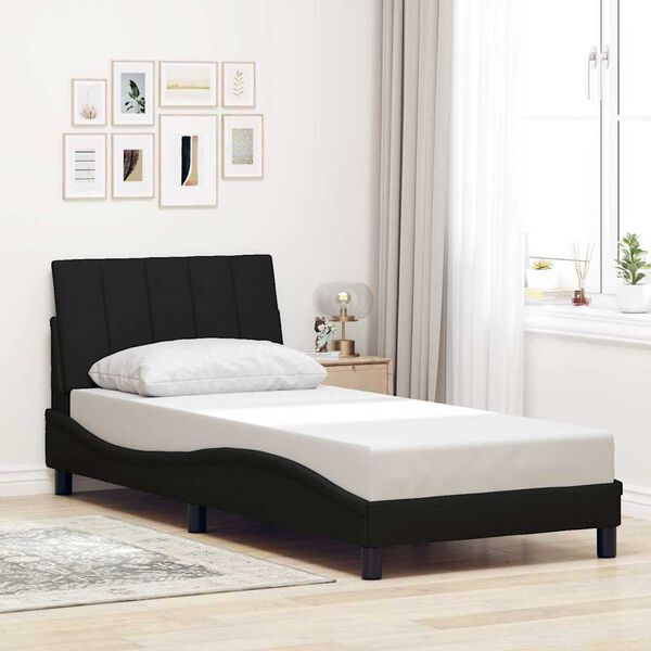 vidaXL Cadre de lit sans matelas Hanko noir 90x200 cm tissu
