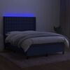 vidaXL Sommier &agrave; lattes de lit matelas et LED Bleu 140x200 cm Tissu