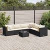 vidaXL Salon de jardin 7 pcs avec coussins Noir Résine tressée