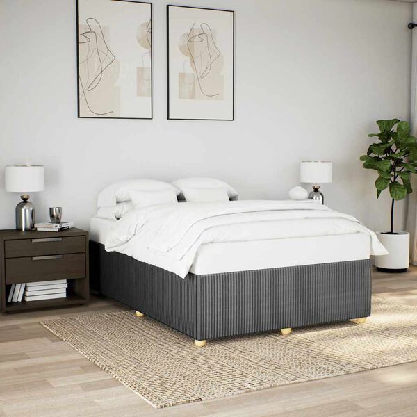 vidaXL Cadre de lit sans matelas gris fonc&eacute; 160x200 cm tissu