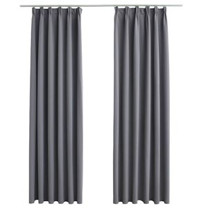 vidaXL Rideaux occultants avec crochets 2 pcs Gris 140x175 cm