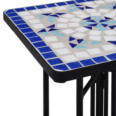 vidaXL Table de bistro mosaïque bleu et blanc Céramique