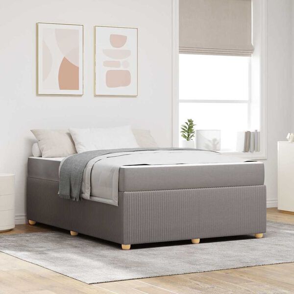 vidaXL Cadre de lit avec matelas Taupe 160 x 200 cm tissu