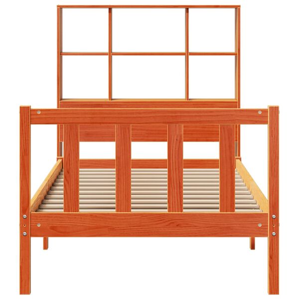 vidaXL Lit bibliothèque sans matelas cire marron 90x200 cm pin massif