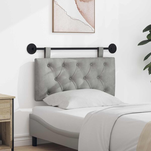 vidaXL T&ecirc;te de lit suspendue Gris clair 100 x 55 x 7 cm Velours