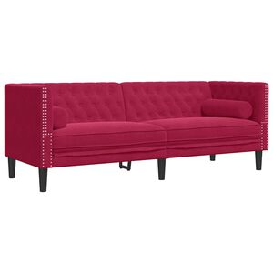 vidaXL Canapé Chesterfield avec traversins 3 places velours