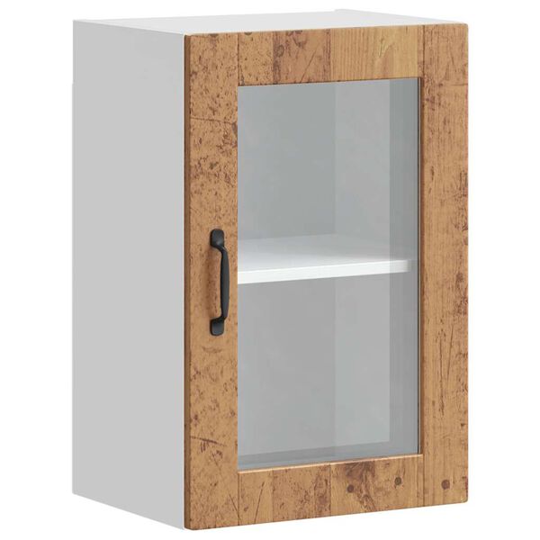 vidaXL Armoire murale de cuisine avec porte en verre Porto vieux bois