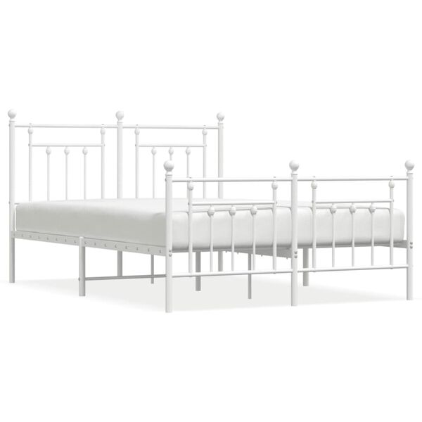 vidaXL Cadre de lit m&eacute;tal sans matelas et pied de lit blanc 140x200 cm