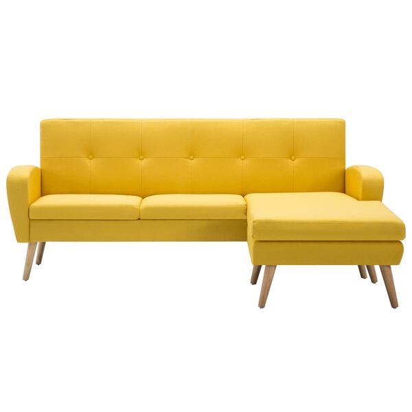 vidaXL Canapé en forme de L revêtement en tissu 186x136x79 cm jaune