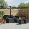 vidaXL Salon de jardin 4 pcs Noir avec coussins Résine tressée