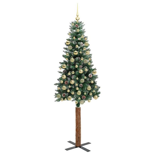 vidaXL Sapin de No&euml;l mince Vert 210 cm PVC et bois de pin massif