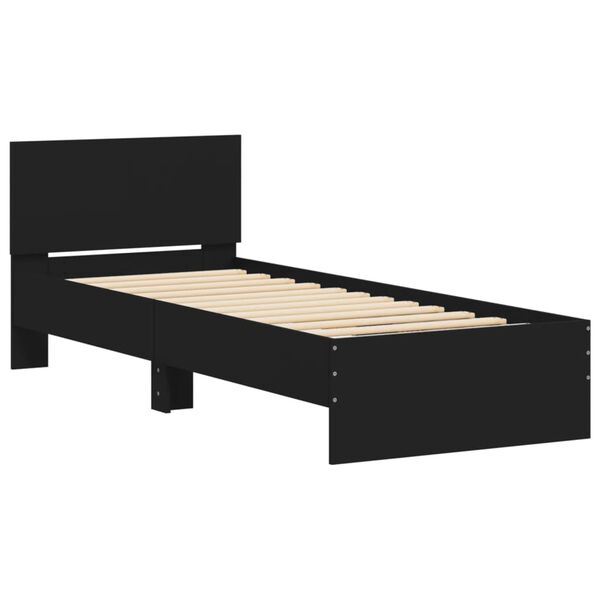 vidaXL Cadre de lit sans matelas avec tête de lit noir 90x200 cm