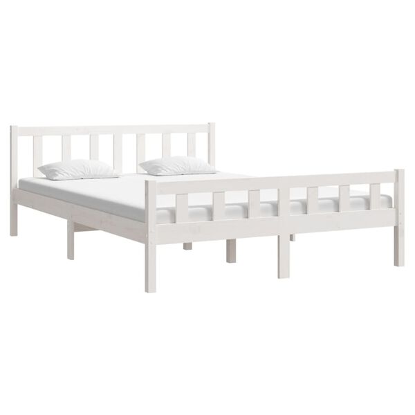 vidaXL Cadre de lit sans matelas blanc bois de pin massif
