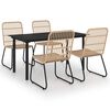 vidaXL Ensemble &agrave; manger d'ext&eacute;rieur 5 pcs r&eacute;sine tress&eacute;e et verre