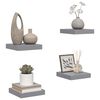 vidaXL &Eacute;tag&egrave;res murales flottantes 4 pcs gris 23x23,5x3,8 cm MDF