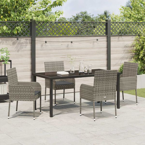 vidaXL Ensemble de salle &agrave; manger pour jardin 5 pcs Gris polyrotin