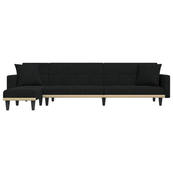 vidaXL Canap&eacute;-lit en forme de L noir 275x140x70 cm tissu