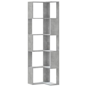 vidaXL Biblioth&egrave;que d'angle &agrave; 5 niveaux gris b&eacute;ton bois d'ing&eacute;nierie