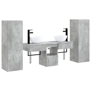 vidaXL Ensemble d'armoire de salle de bain 5 pc Gris b&eacute;ton