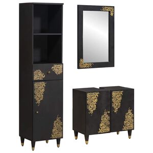 vidaXL Ensemble de Meubles de Salle de Bain avec tiroir 3 pcs Noir