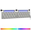 vidaXL T&ecirc;te de lit suspendue Avec lumi&egrave;re LED Gris nuage Tissu