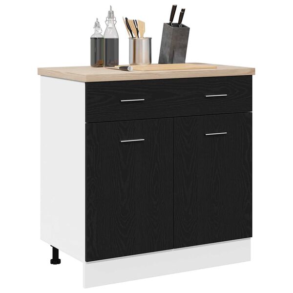 vidaXL Armoire suspendue avec tiroir Ch&ecirc;ne noir 80 x 31 x 81,5 cm