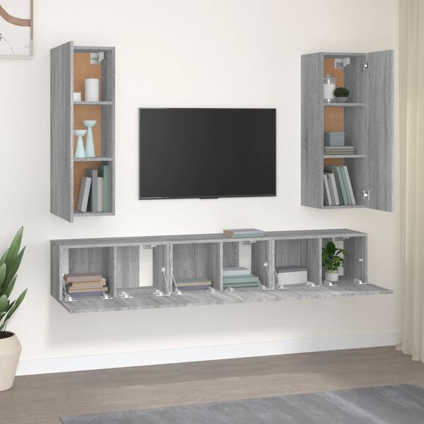vidaXL Ensemble de meubles TV 5 pcs Sonoma gris Bois d'ing&eacute;nierie