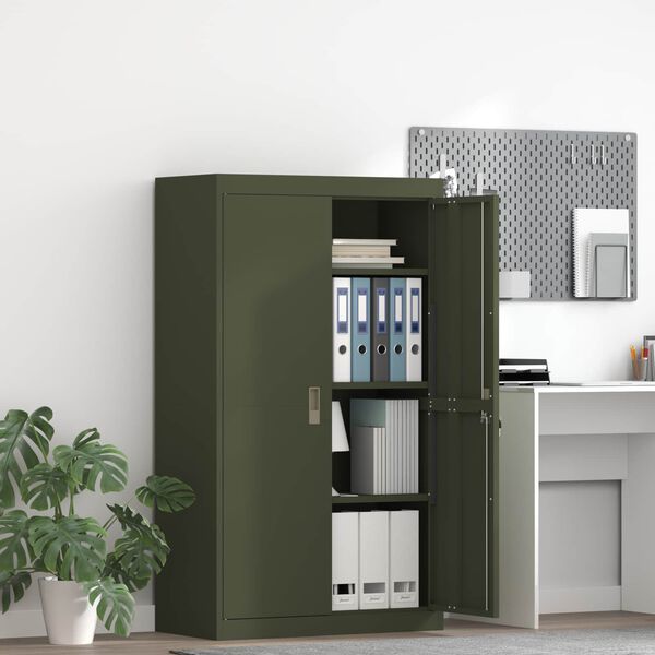 vidaXL Armoire de rangement 2 pcs Vert olive 80 x 40 x 140 cm Acier
