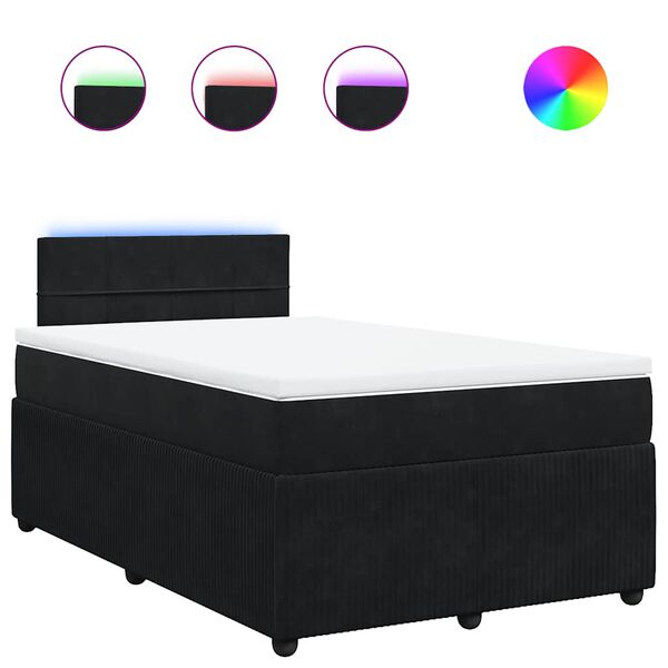 vidaXL Sommier &agrave; lattes de lit avec matelas noir 120x190 cm velours