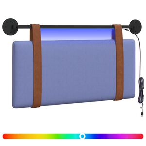 vidaXL T&ecirc;te de lit suspendue Avec lumi&egrave;re LED Bleu denim PU antique