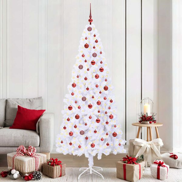 vidaXL Sapin de Noël artificiel avec 300 LED Blanc 210 cm PVC et Acier