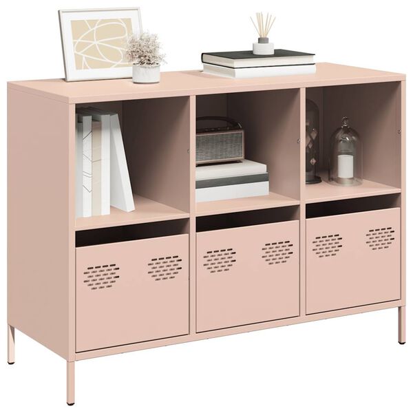vidaXL Buffet rose 101,5x39x73,5 cm acier lamin&eacute; &agrave; froid