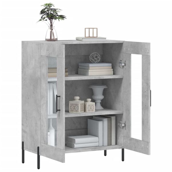 vidaXL Buffet gris b&eacute;ton 69,5x34x90 cm bois d'ing&eacute;nierie