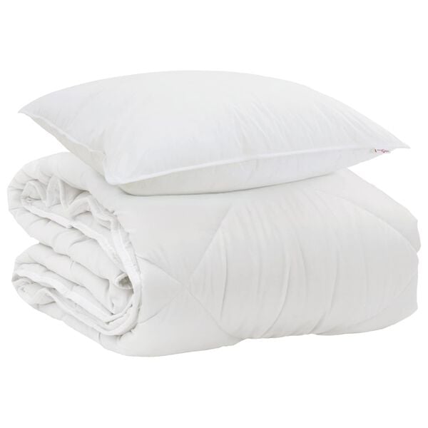 vidaXL Duvet toutes saisons avec oreiller 2 pcs Blanc Microfibre