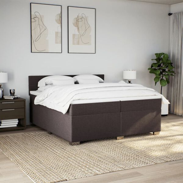vidaXL Sommier &agrave; lattes de lit avec matelas Marron fonc&eacute; 200x200 cm
