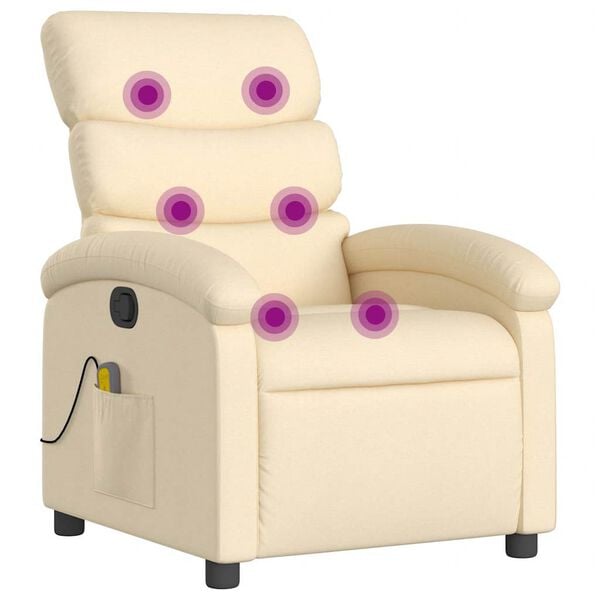 vidaXL Fauteuil de massage inclinable Cr&egrave;me Tissu