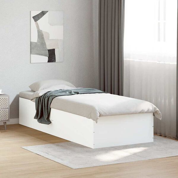 vidaXL Cadre de lit sans matelas blanc 75x190 cm bois d'ing&eacute;nierie