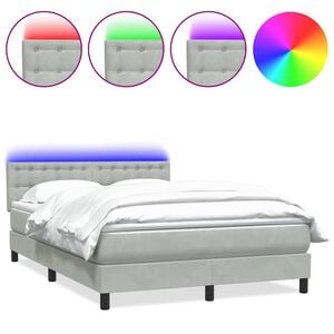 vidaXL Sommier &agrave; lattes de lit et matelas et LED gris clair 140x210cm velours